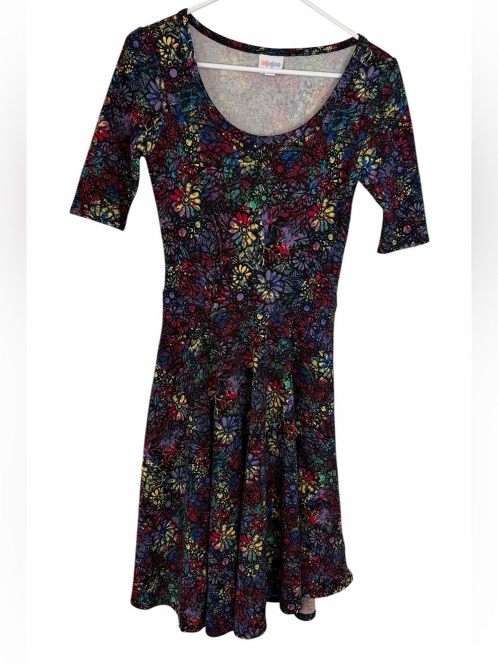 LuLaRoe Black Floral Multicolor Nicole Dress (003)